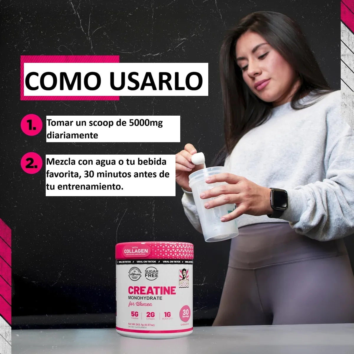 🌼Creatina Monohidratada para mujeres Tapa Blanca🌼